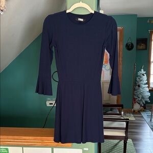 Reformation Ribbed Navy Long Sleeve Dress